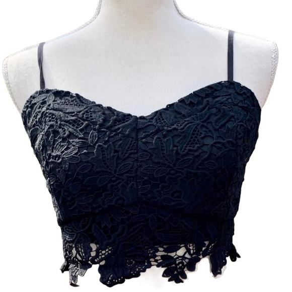 Lush Tops - Lush Lacey Zip-Back Bralette / Crop Top